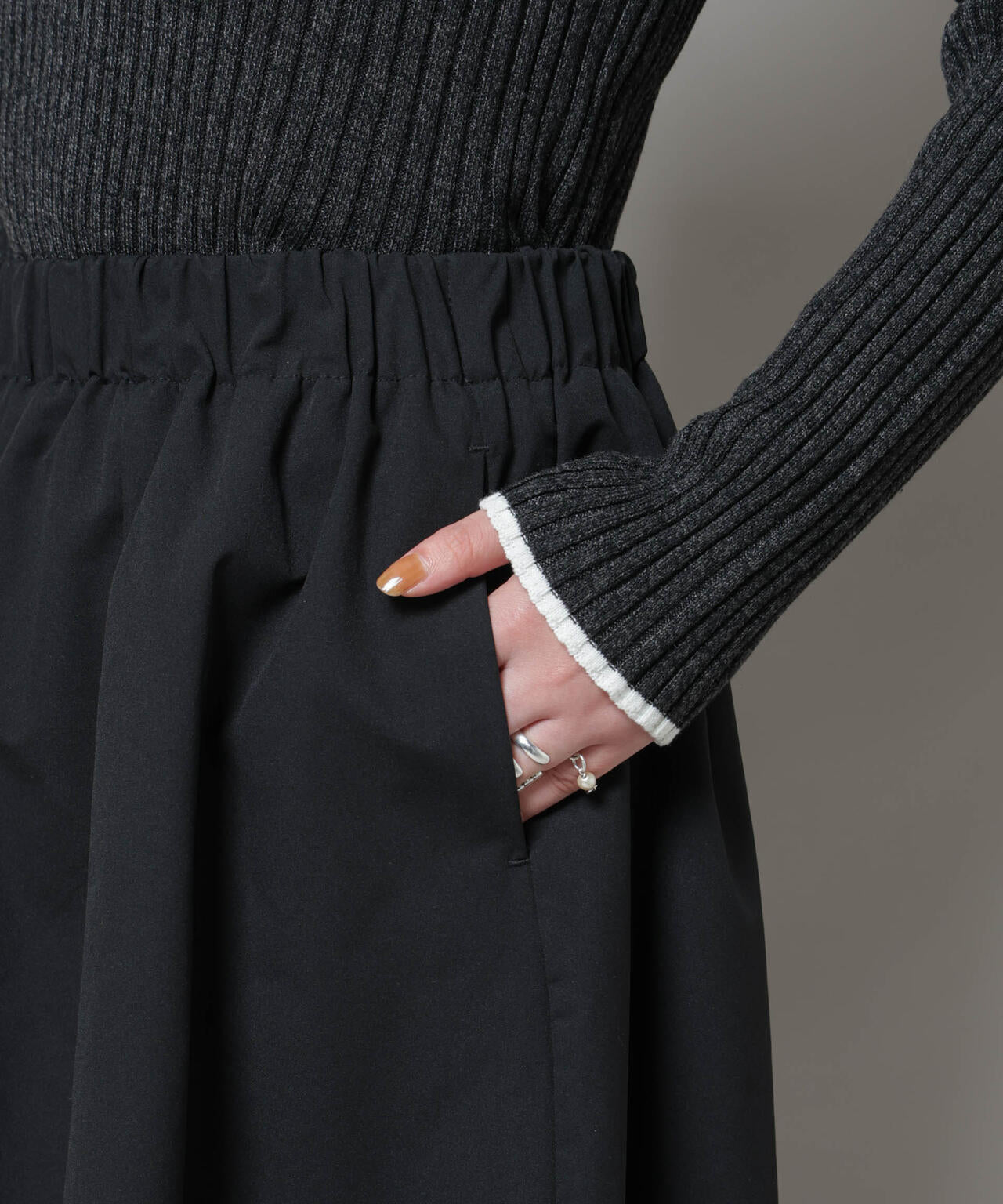 【撥水加工】ギャザーボリュームスカート