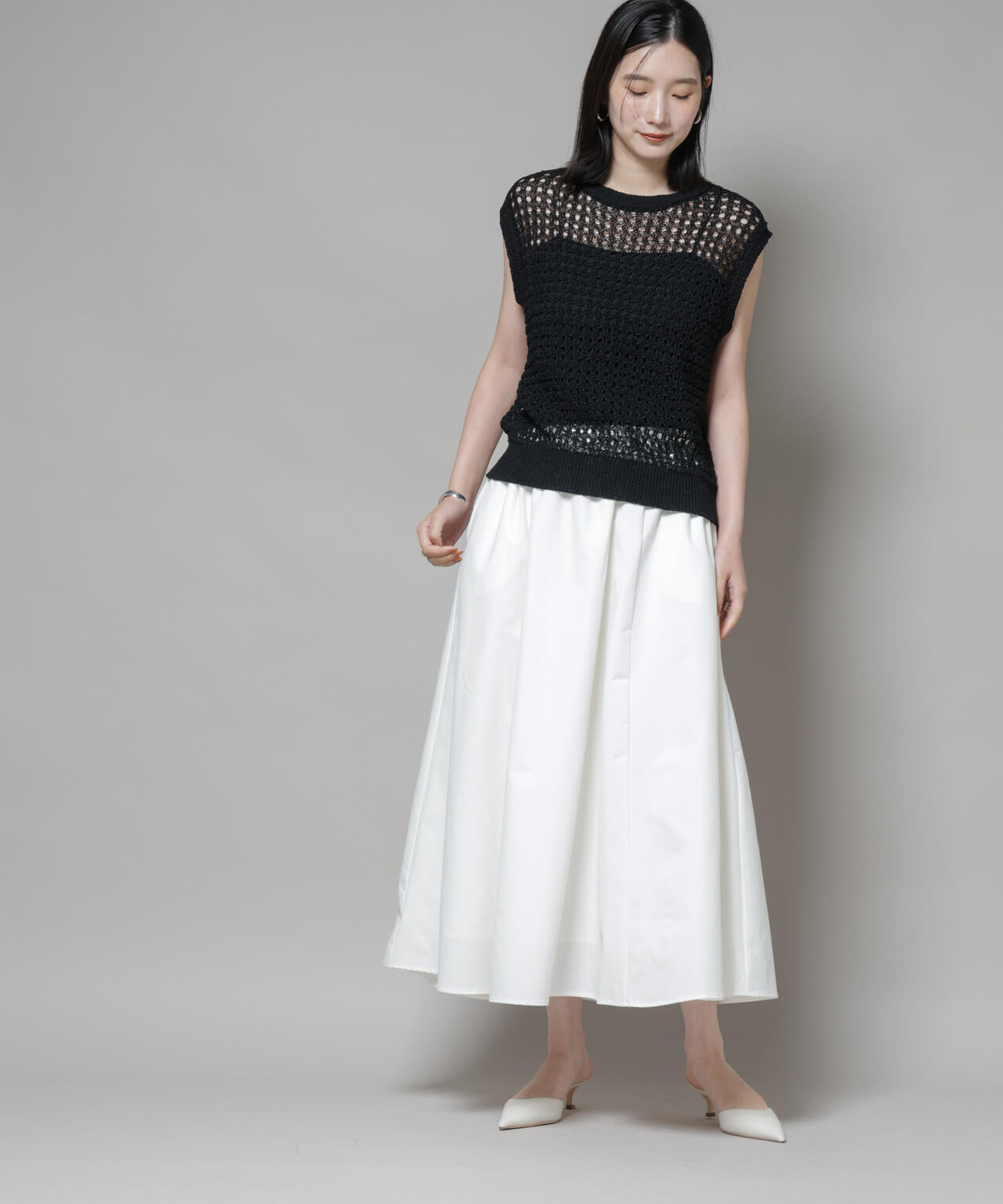 【撥水加工】ギャザーボリュームスカート