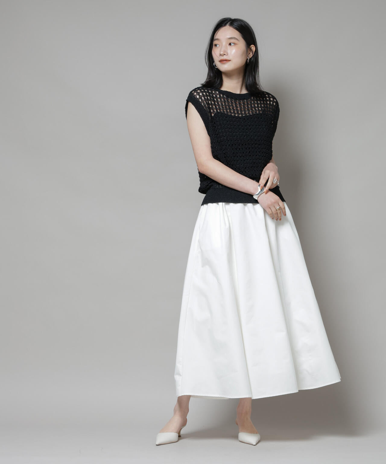 【撥水加工】ギャザーボリュームスカート