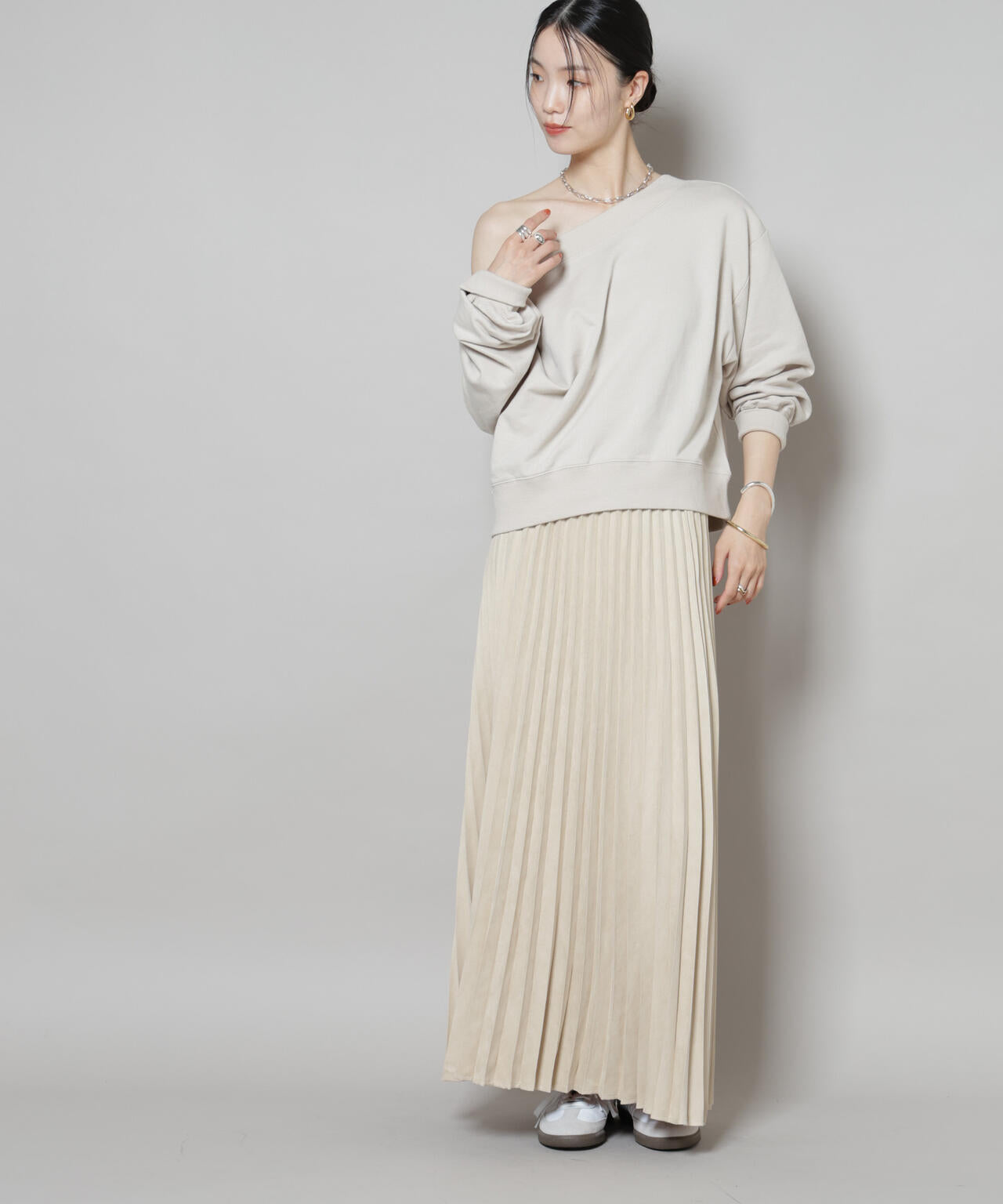 フェイクスエードプリーツスカート(セットアップ可)