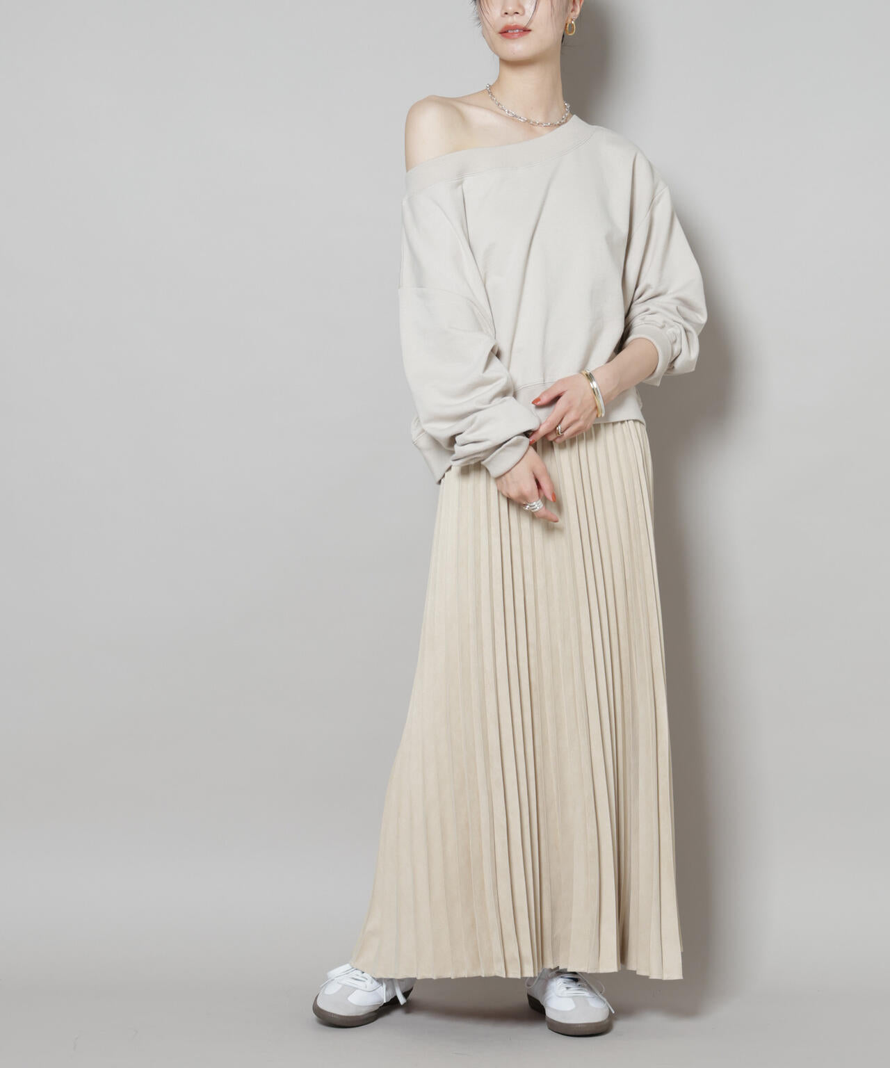 フェイクスエードプリーツスカート(セットアップ可)