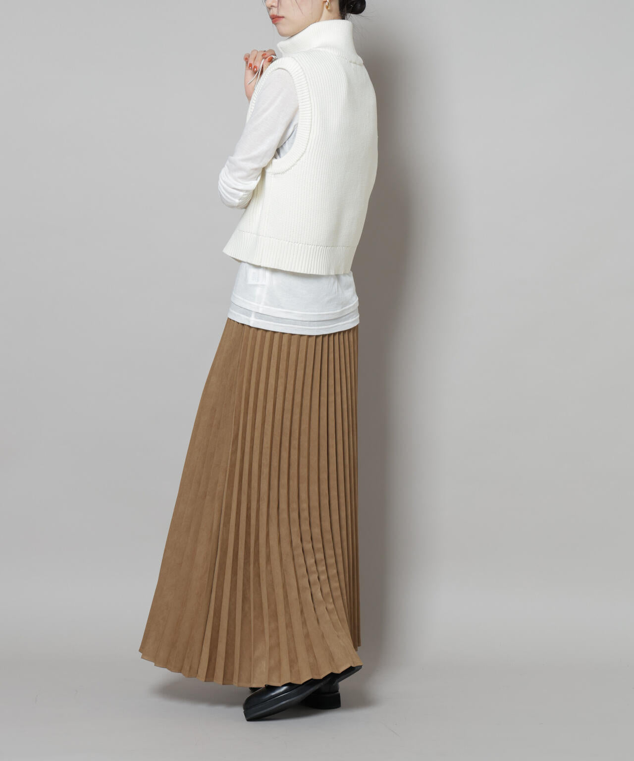 フェイクスエードプリーツスカート(セットアップ可)
