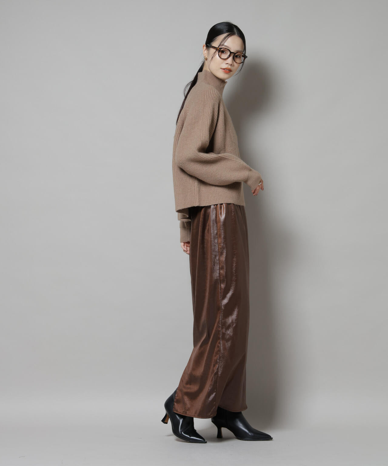 レザーライクシャイニースカート | NANO universe（ナノ・ユニバース