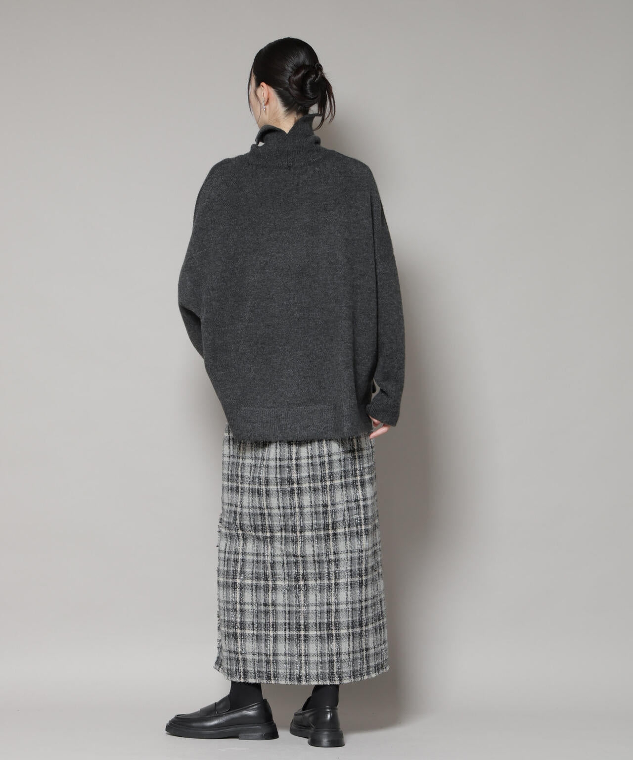 チェックフリンジラップ風スカート(セットアップ可)