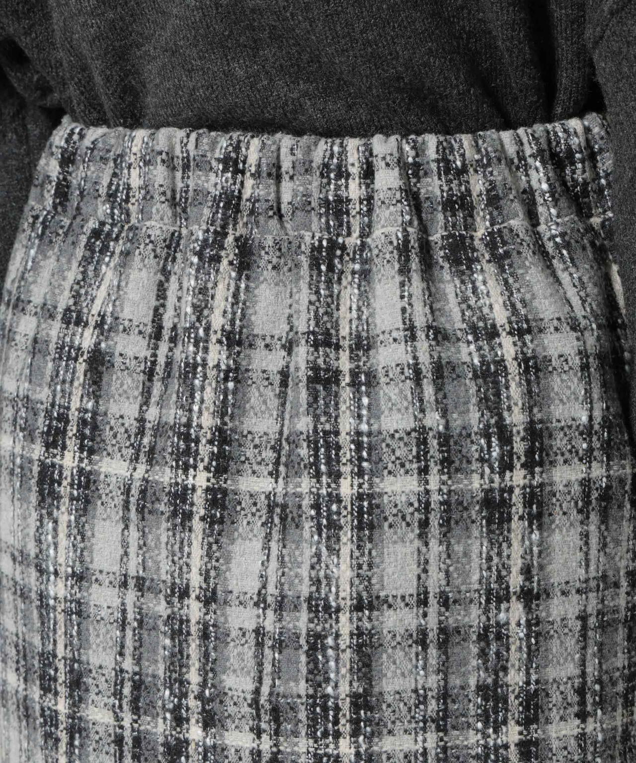 チェックフリンジラップ風スカート(セットアップ可)