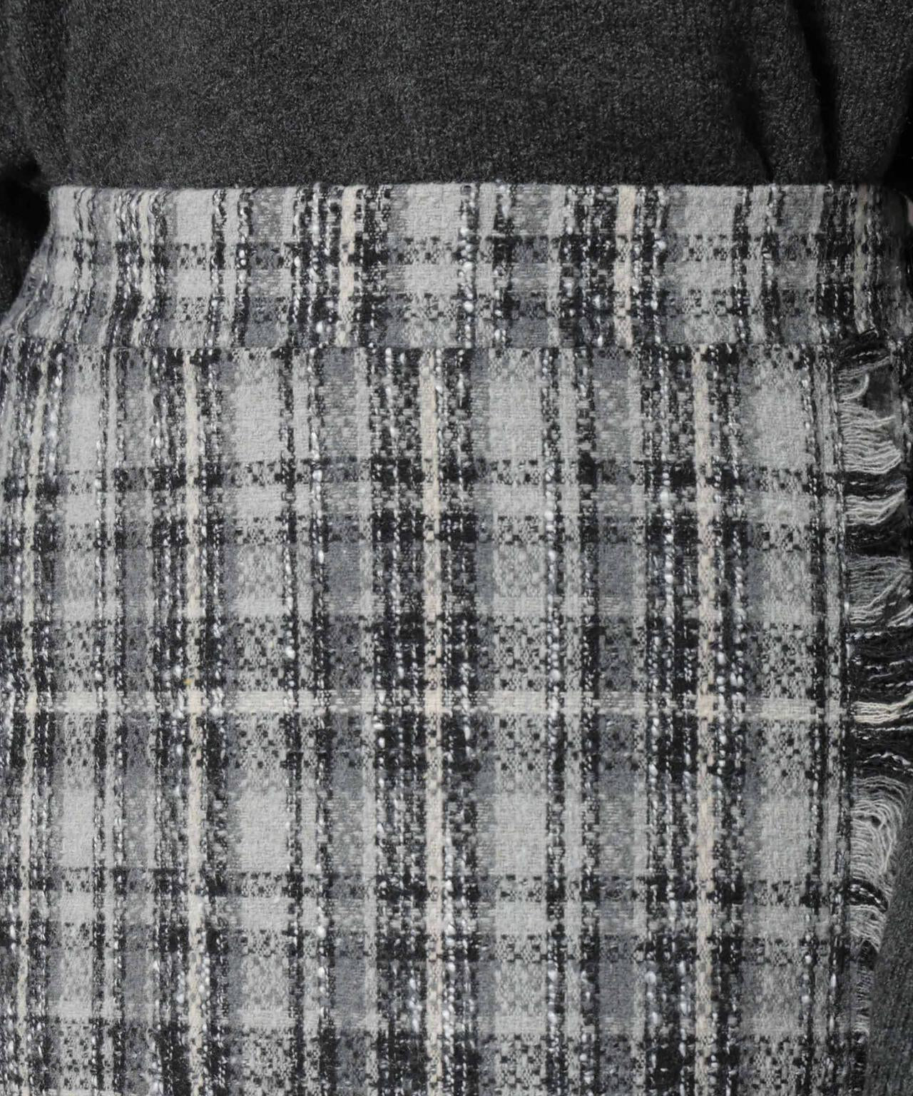 チェックフリンジラップ風スカート(セットアップ可)