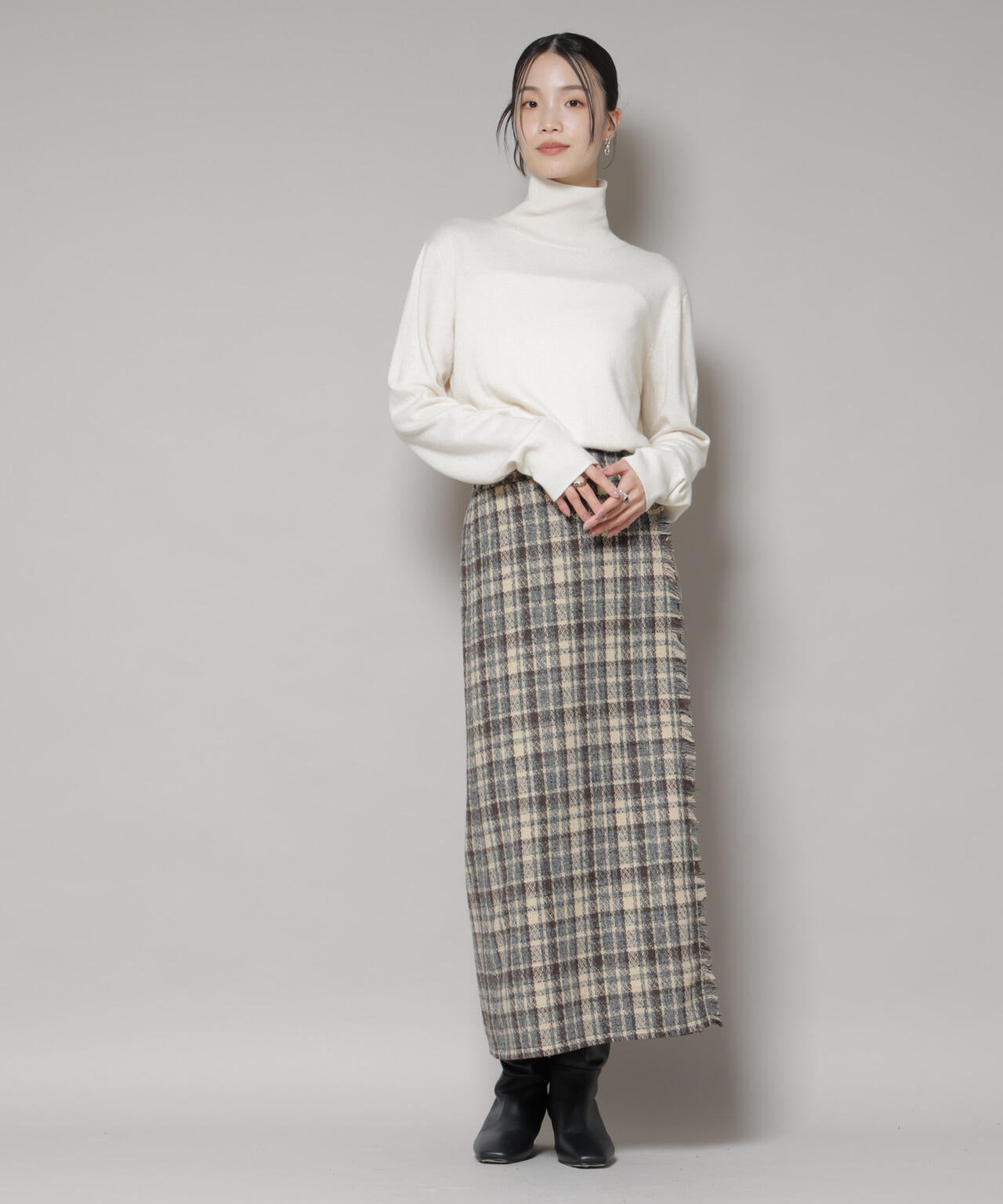 Russelluno グラフィティデザイン スカート チェックフリンジラップ風スカート(セットアップ可) | NANO universe