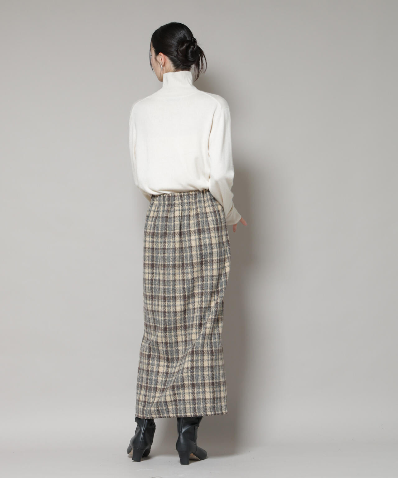 チェックフリンジラップ風スカート(セットアップ可)