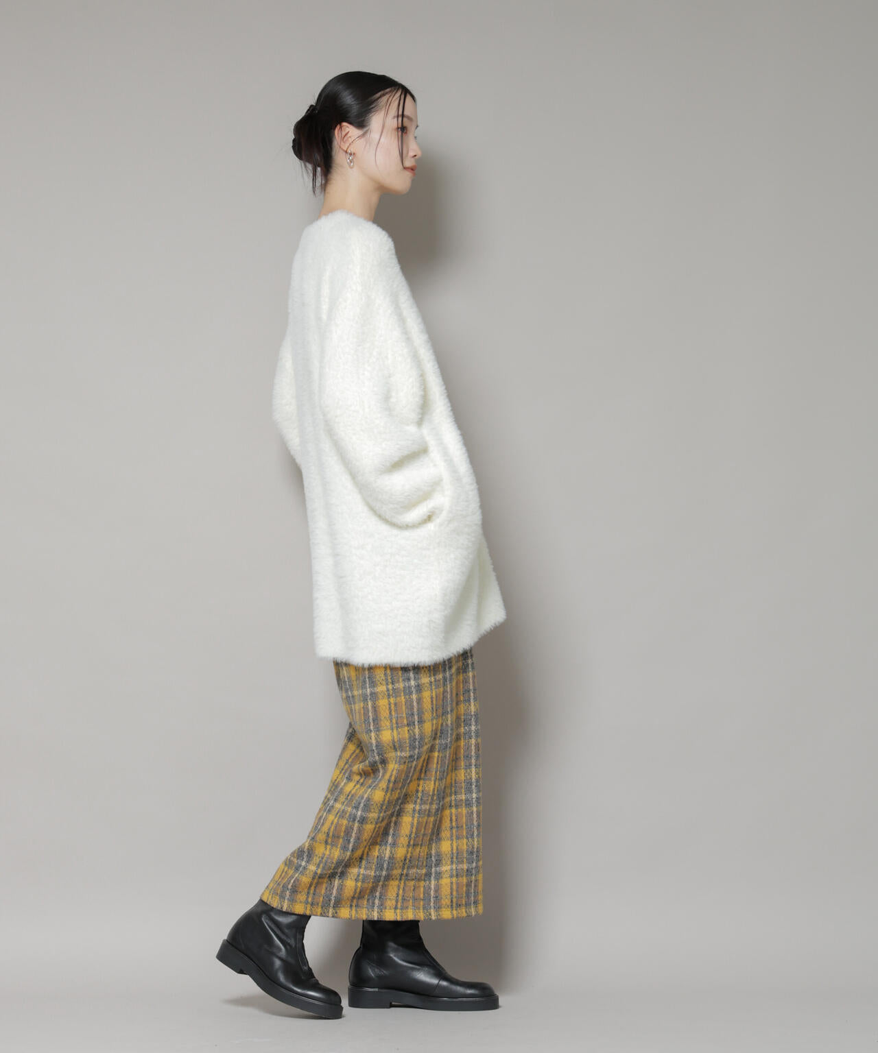 チェックフリンジラップ風スカート(セットアップ可)