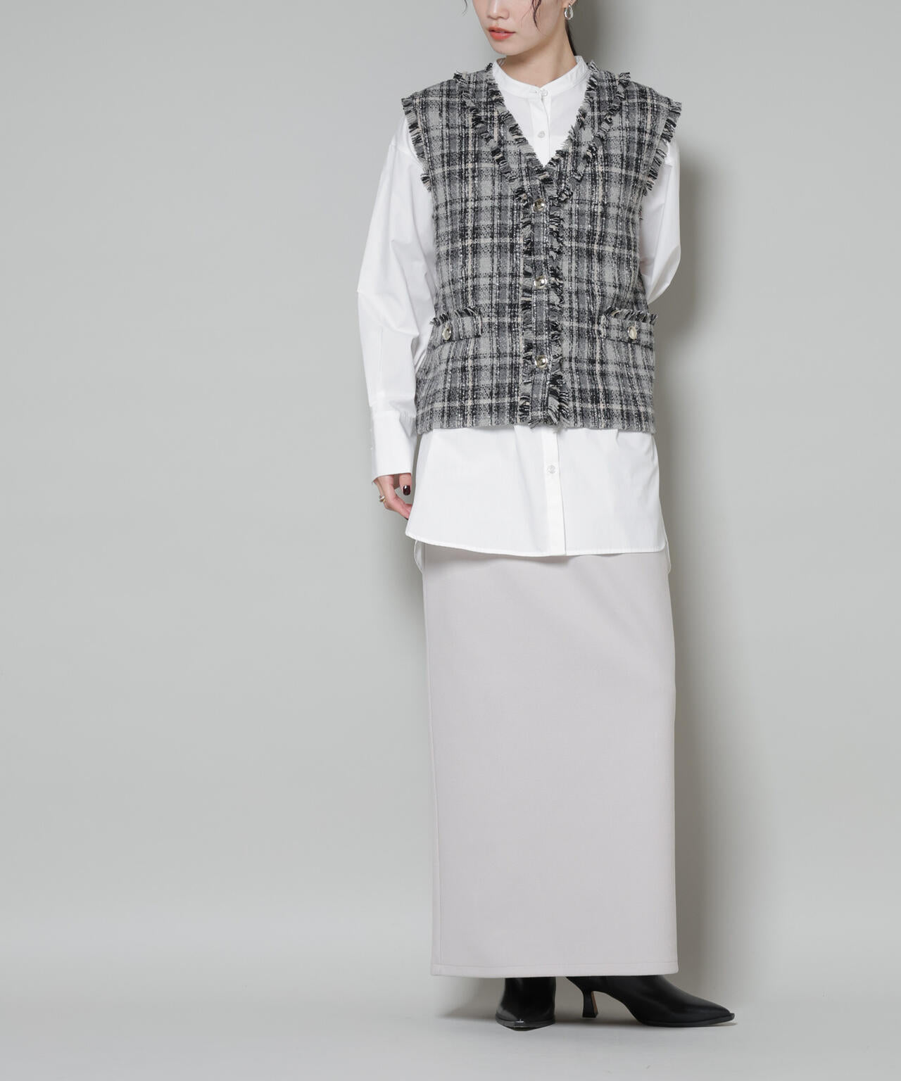 ソフトメルトンジャージーナローロングスカート(セットアップ可)