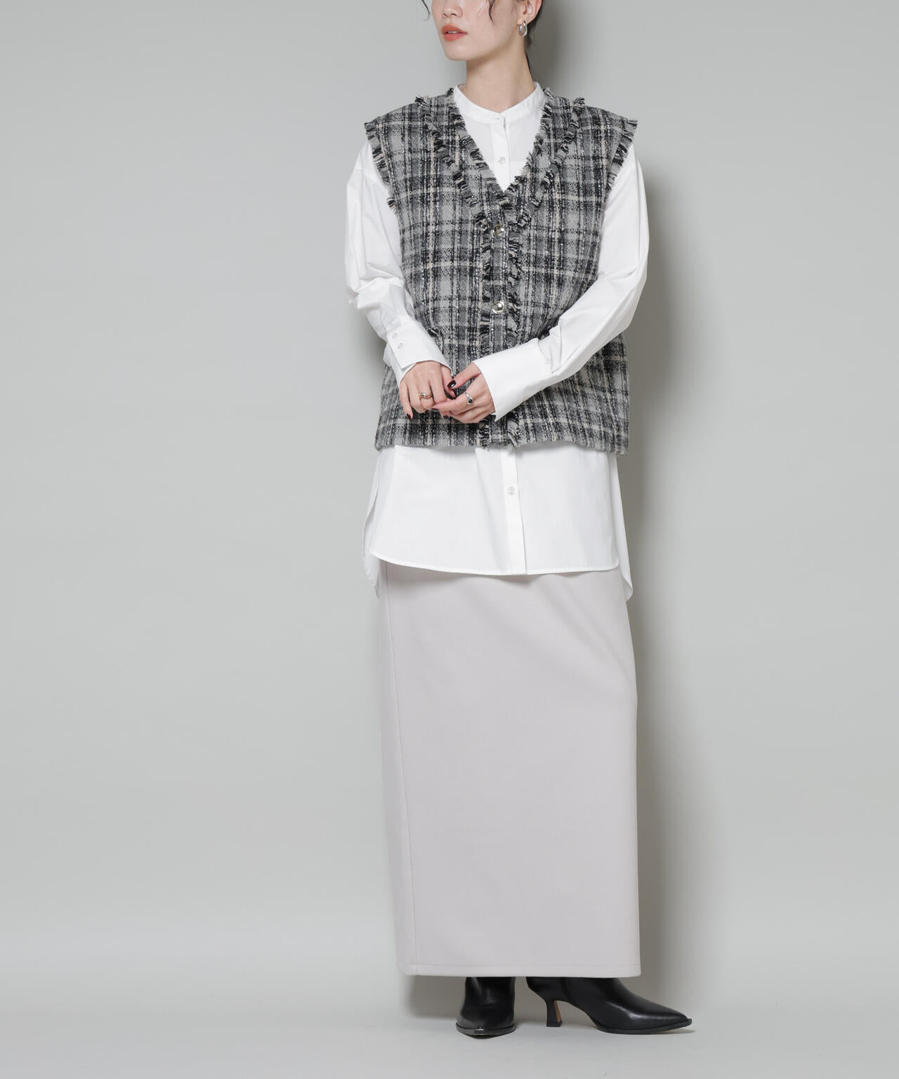 ソフトメルトンジャージーナローロングスカート(セットアップ可)