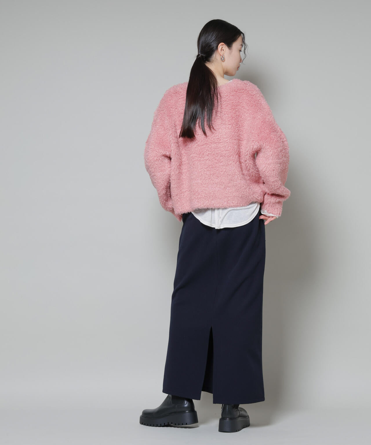 ソフトメルトンジャージーナローロングスカート(セットアップ可)