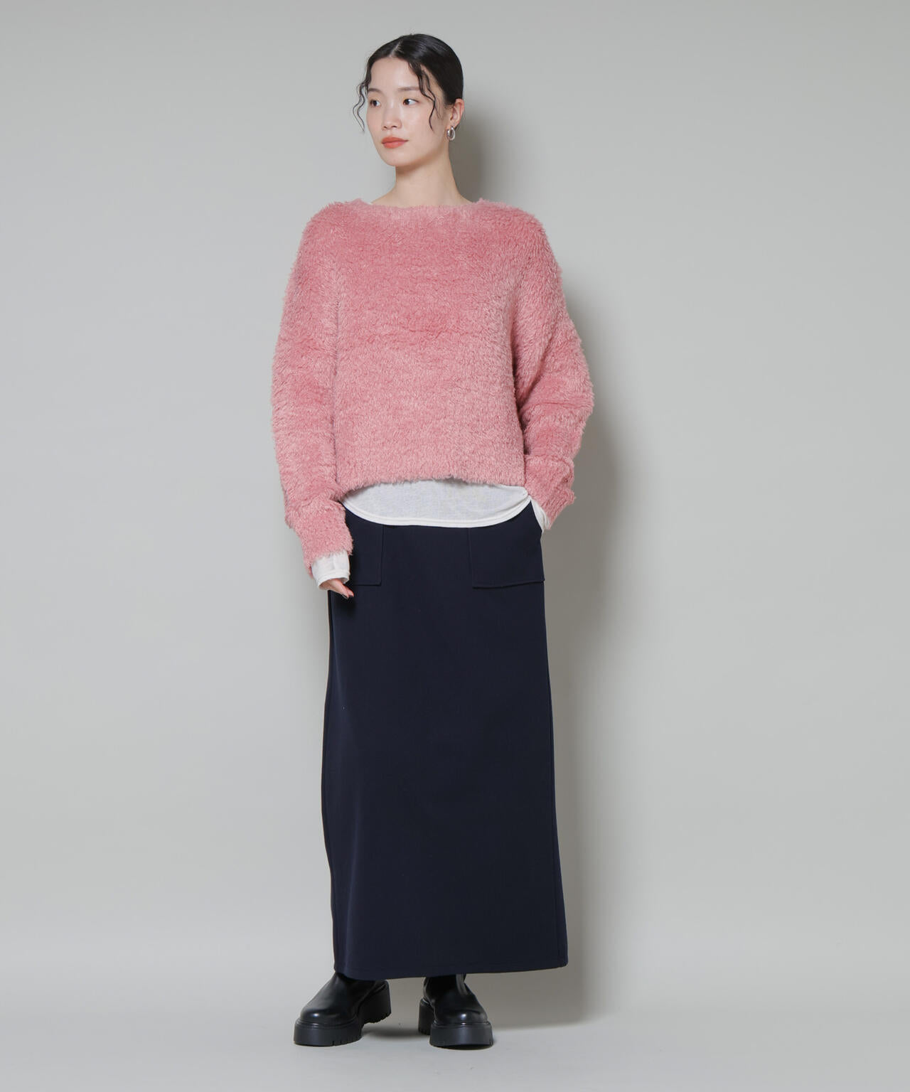 ソフトメルトンジャージーナローロングスカート(セットアップ可