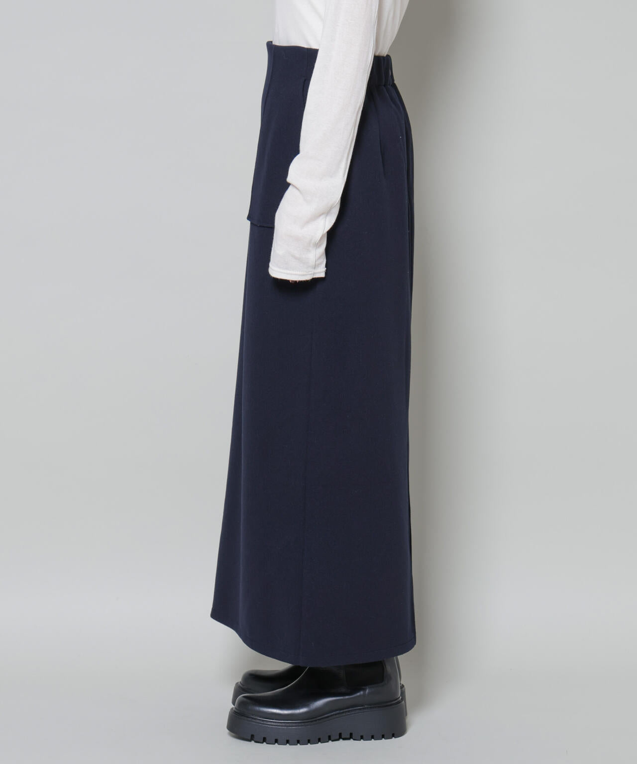 ソフトメルトンジャージーナローロングスカート(セットアップ可)