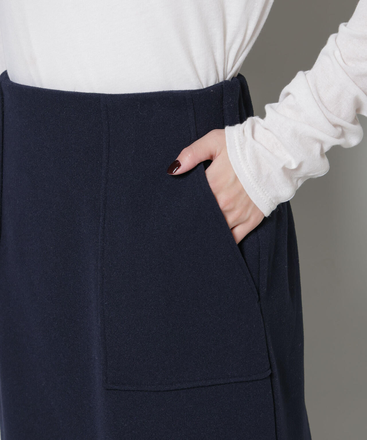 ソフトメルトンジャージーナローロングスカート(セットアップ可)