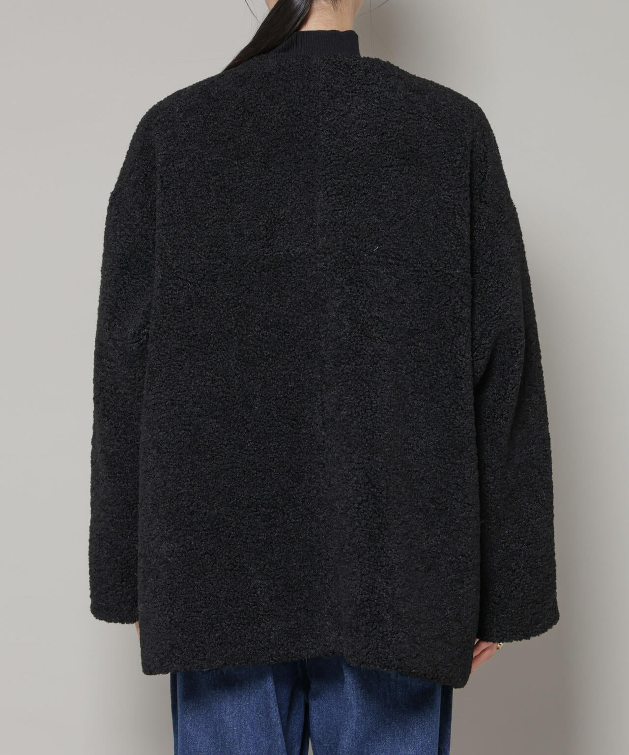 ソフトボアノーカラーミドルコート