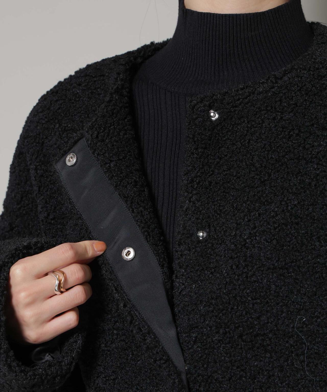 ソフトボアノーカラーミドルコート