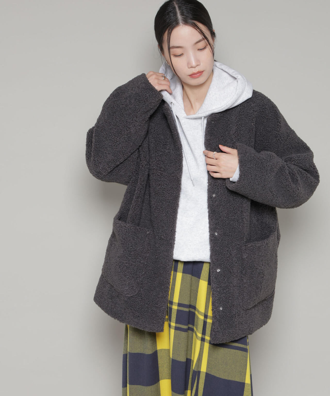 ソフトボアノーカラーミドルコート | NANO universe（ナノ・ユニバース