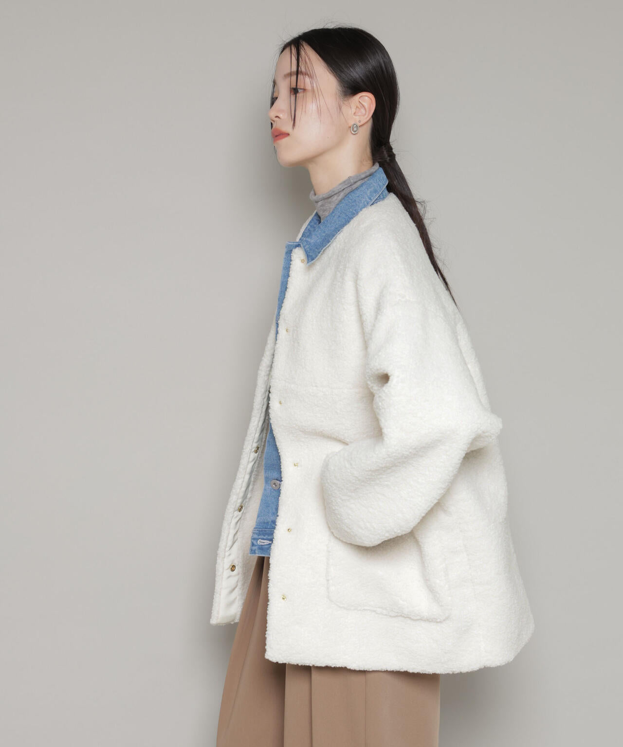 ソフトボアノーカラーミドルコート | NANO universe（ナノ・ユニバース