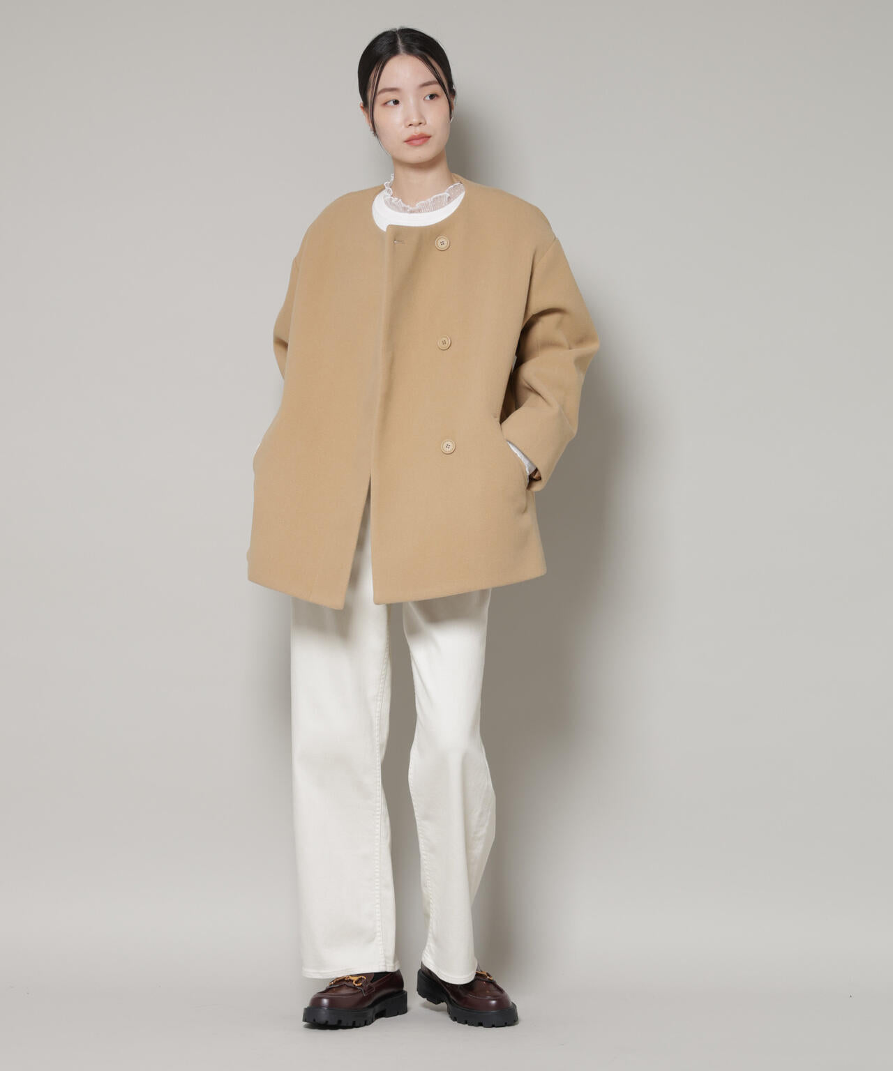 ノーカラーミドルコート | NANO universe（ナノ・ユニバース