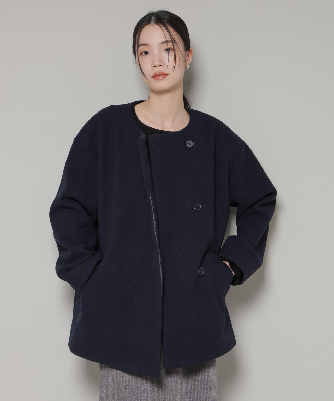 ノーカラーミドルコート | NANO universe（ナノ・ユニバース