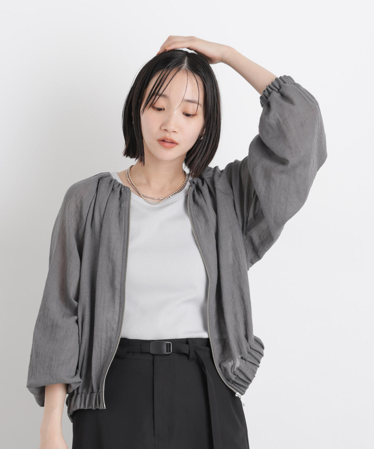 TCボイルジップアップギャザーブルゾン(セットアップ可)