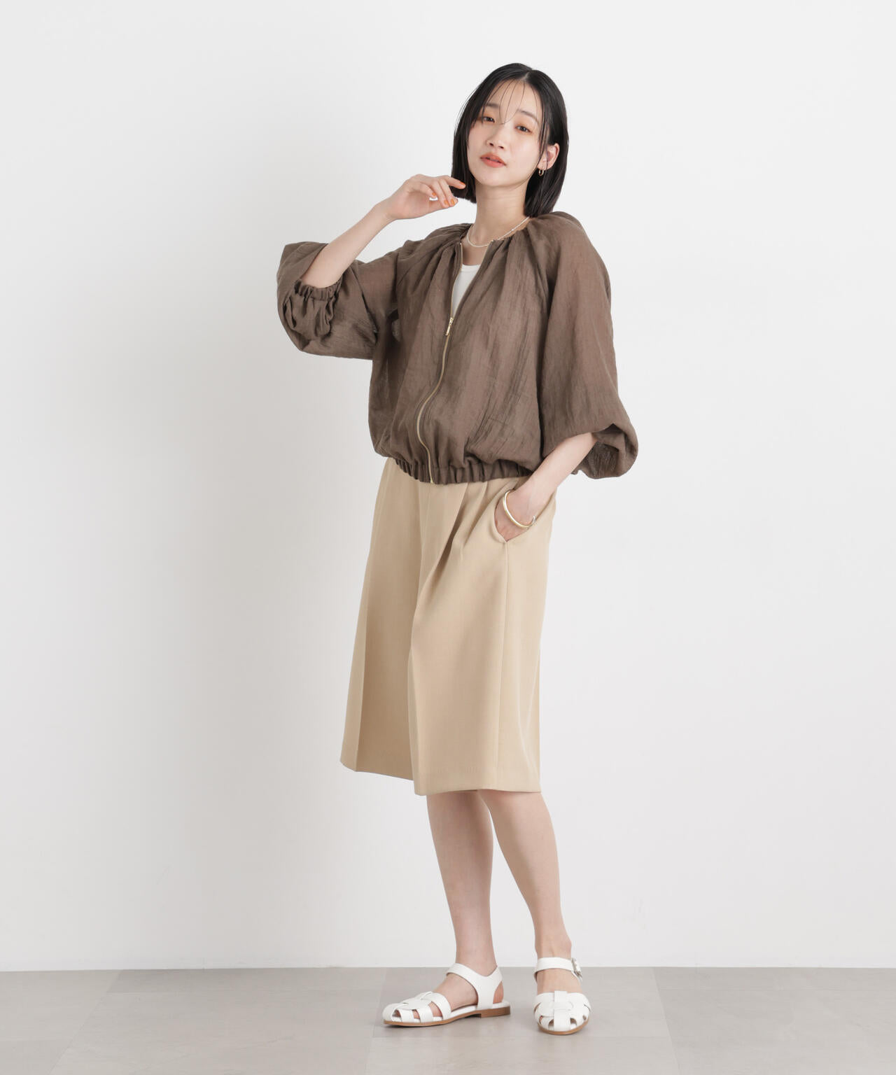 TCボイルジップアップギャザーブルゾン(セットアップ可)