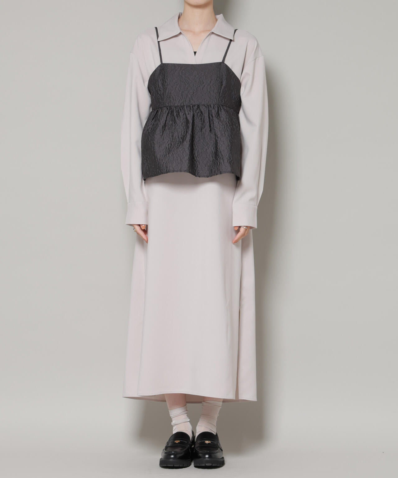 キャミビスチェ×スキッパーワンピース アンサンブルセット