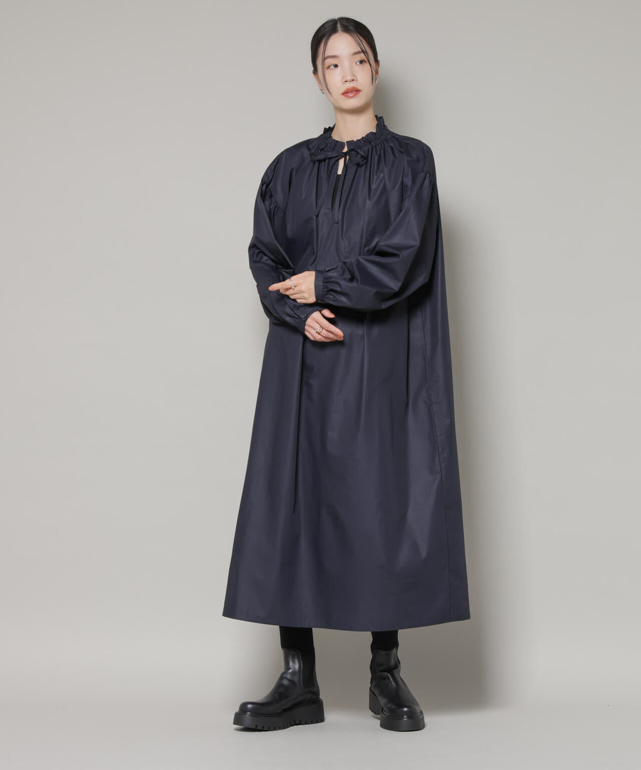 キルティングベスト×ギャザーワンピース アンサンブルセット