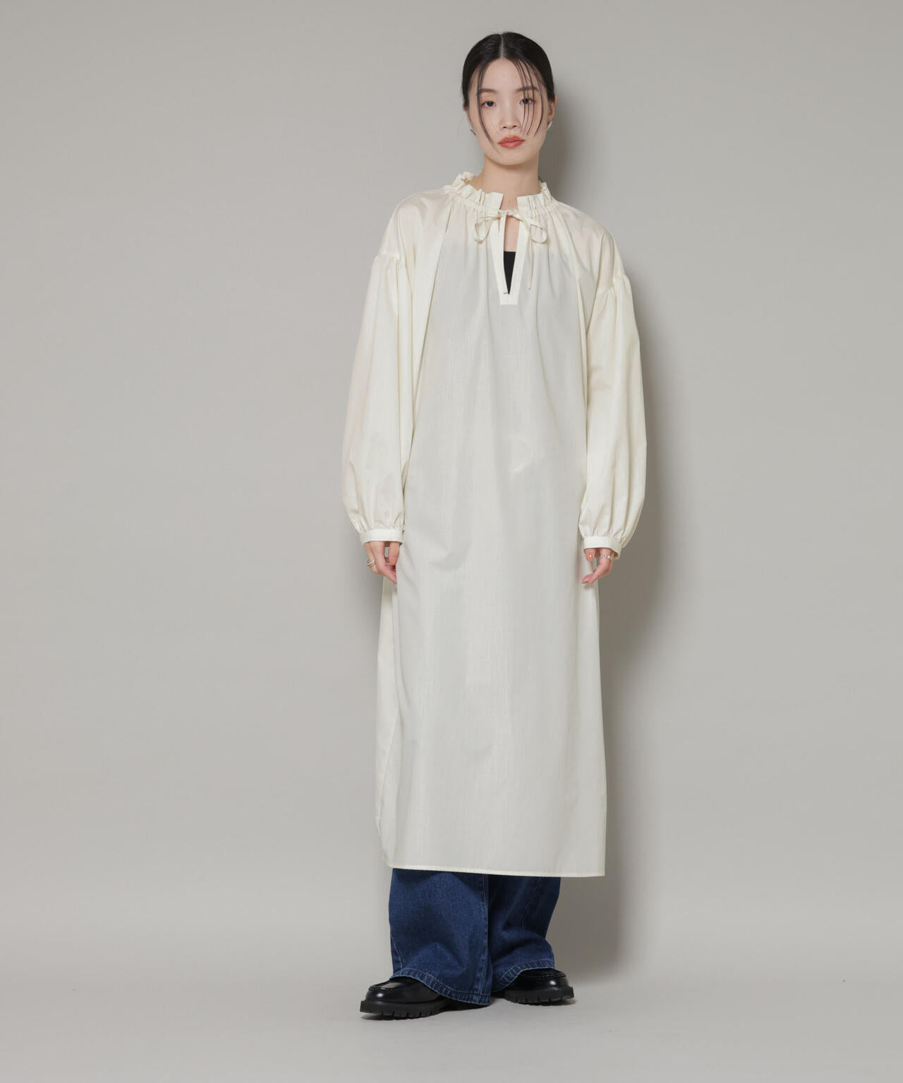 キルティングベスト×ギャザーワンピース アンサンブルセット | NANO