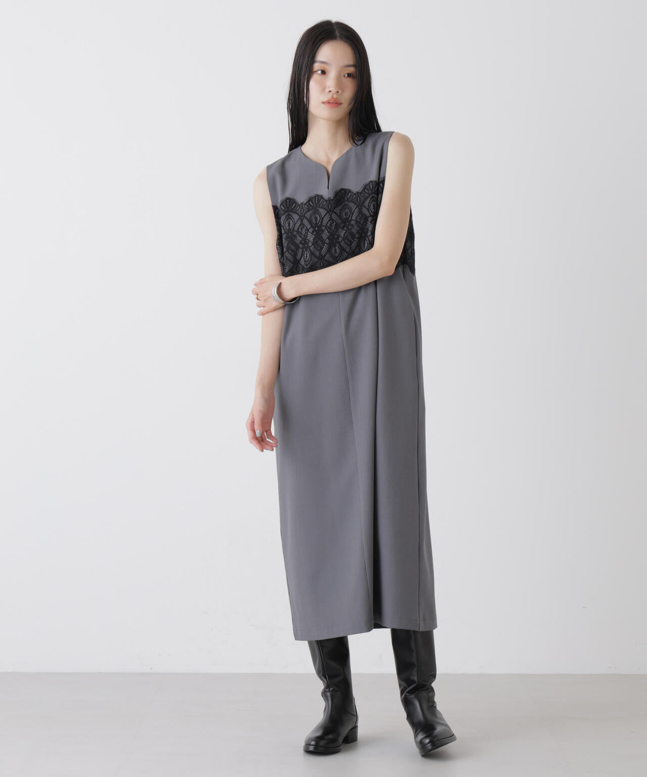 レース切り替えノースリーブワンピース | NANO universe（ナノ