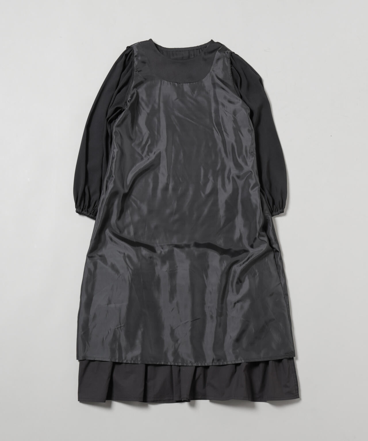 異素材切り替えギャザーサテンワンピース | NANO universe（ナノ