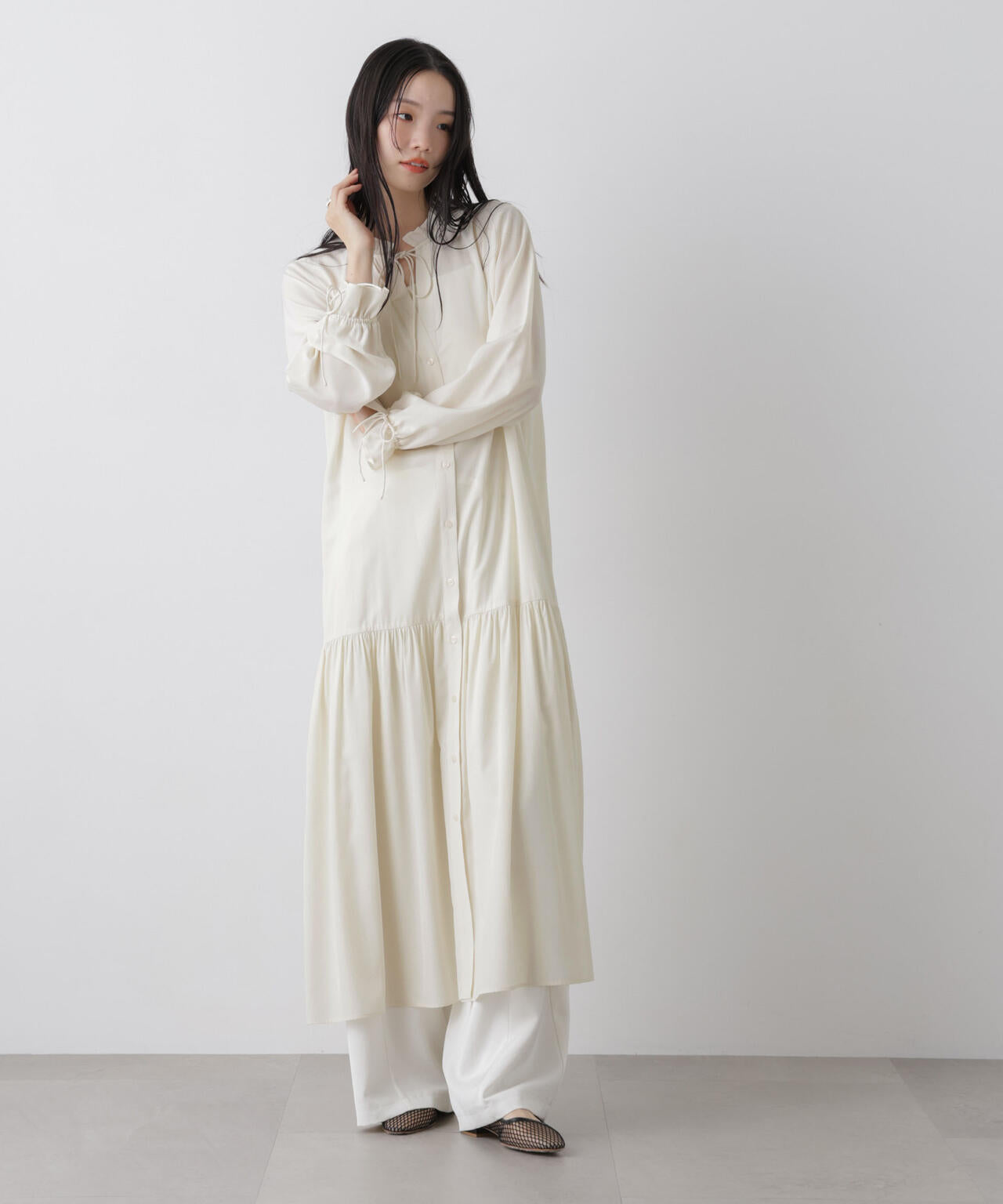 切り替えギャザーワンピース