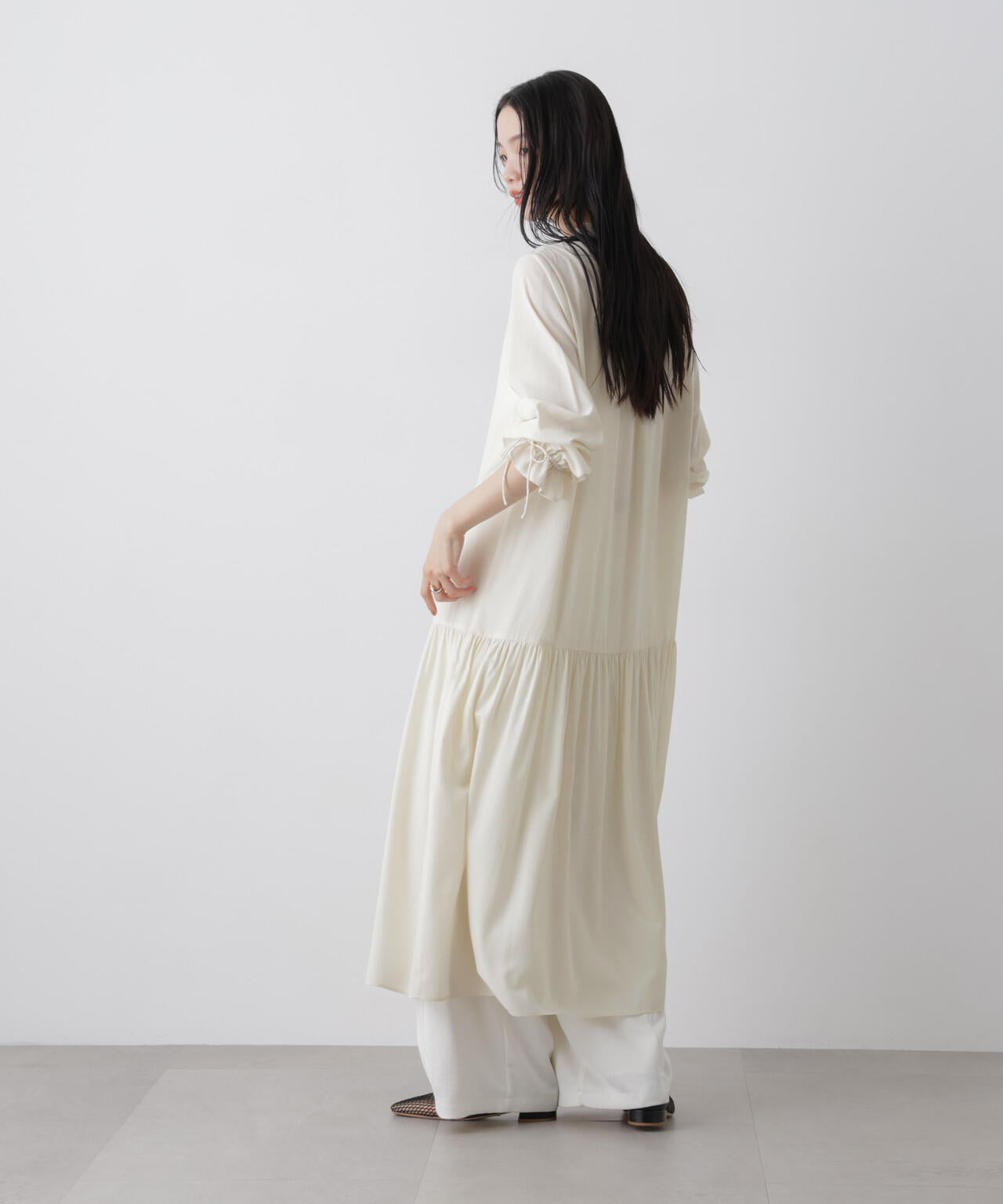 切り替えギャザーワンピース