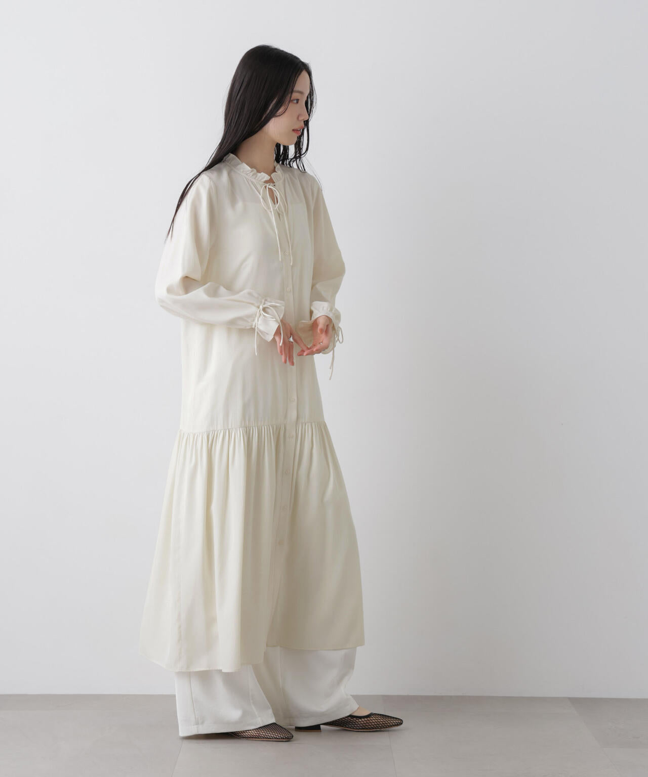 切り替えギャザーワンピース