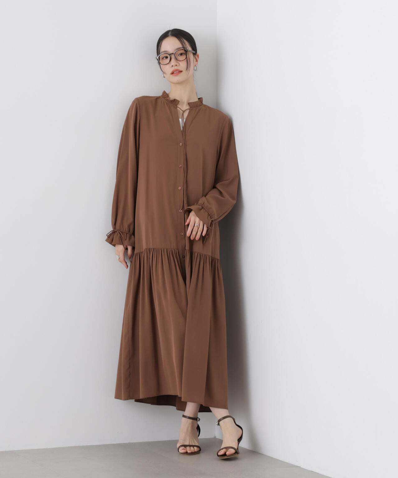 切り替えギャザーワンピース