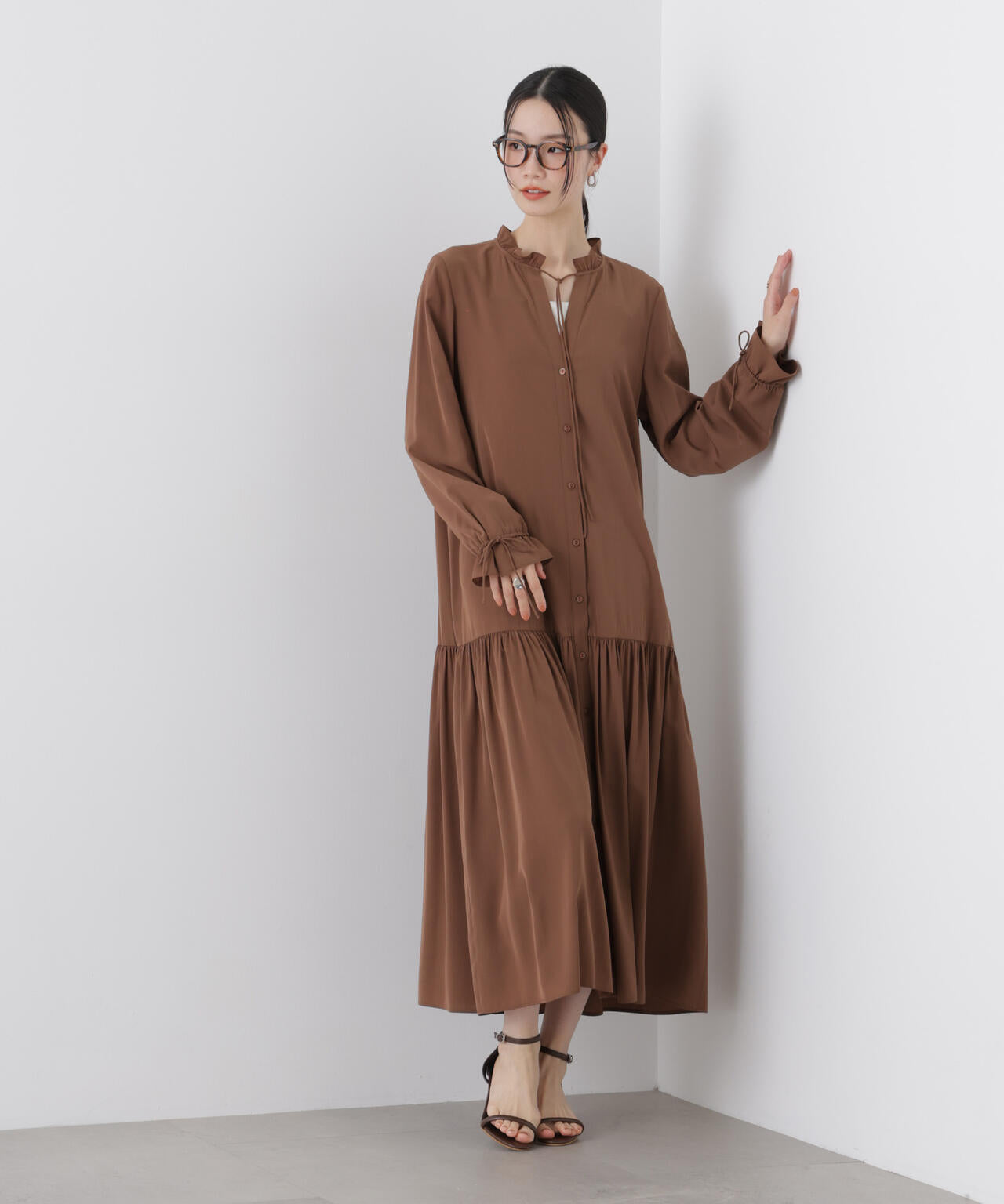 切り替えギャザーワンピース