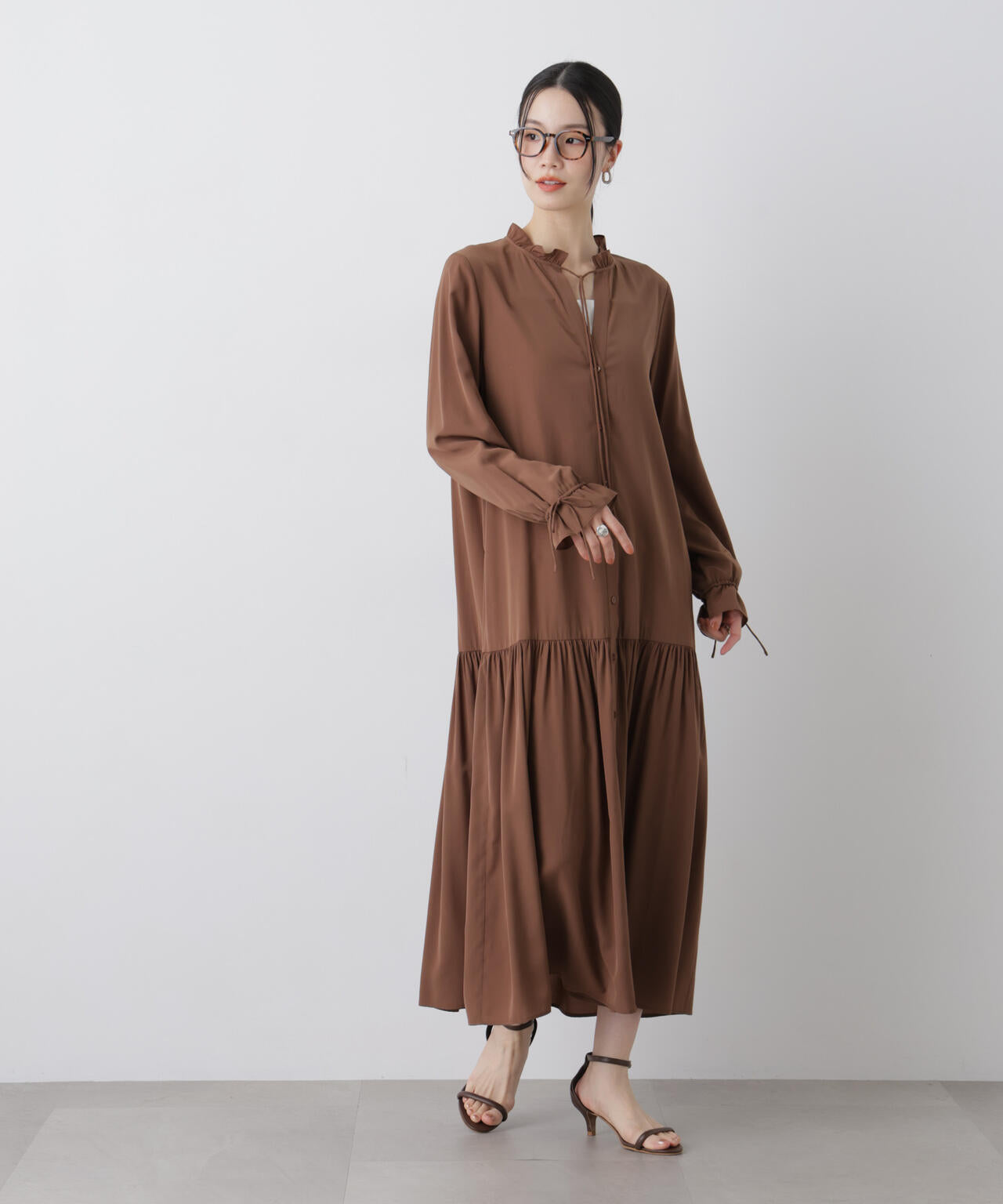 切り替えギャザーワンピース