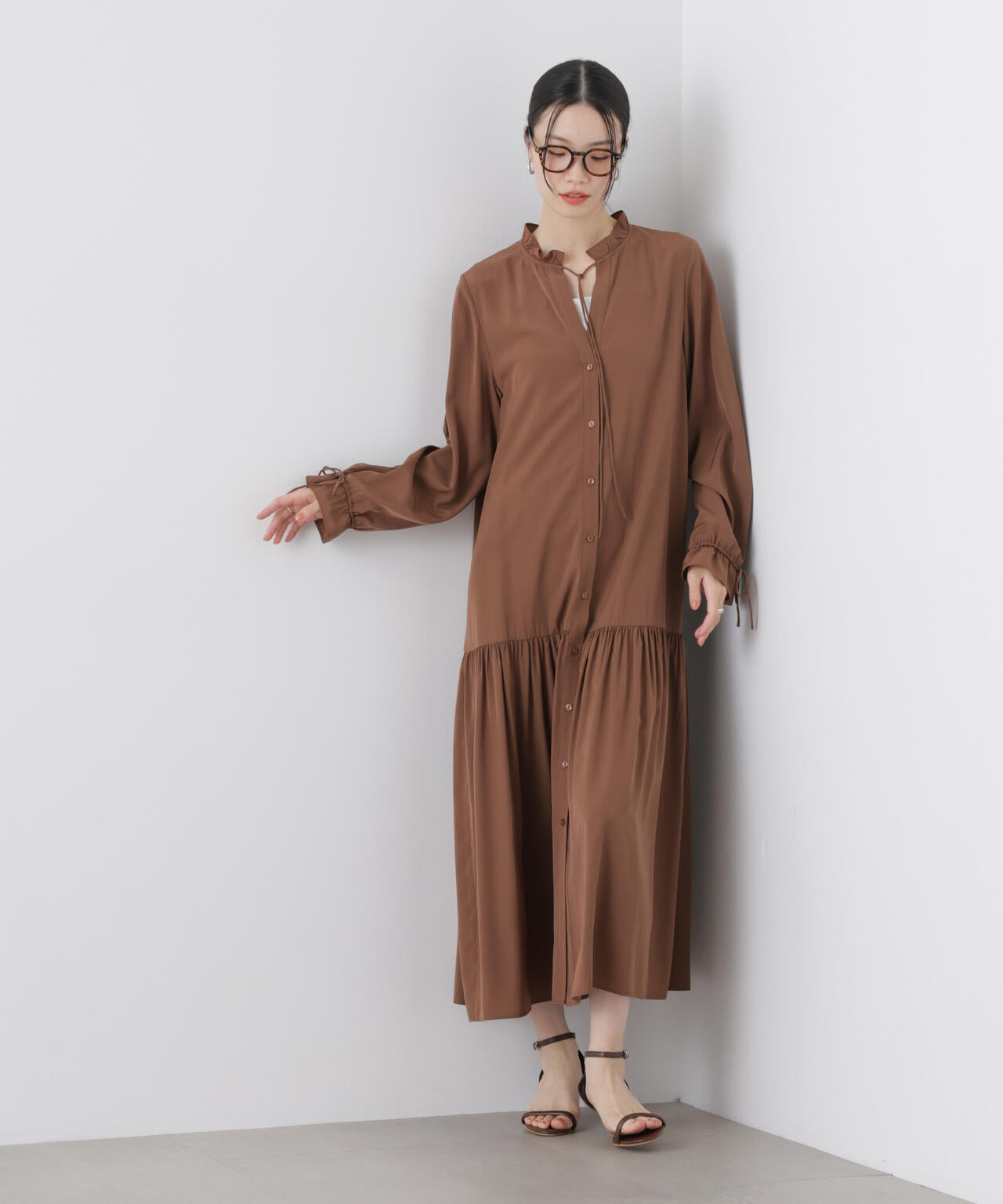 切り替えギャザーワンピース