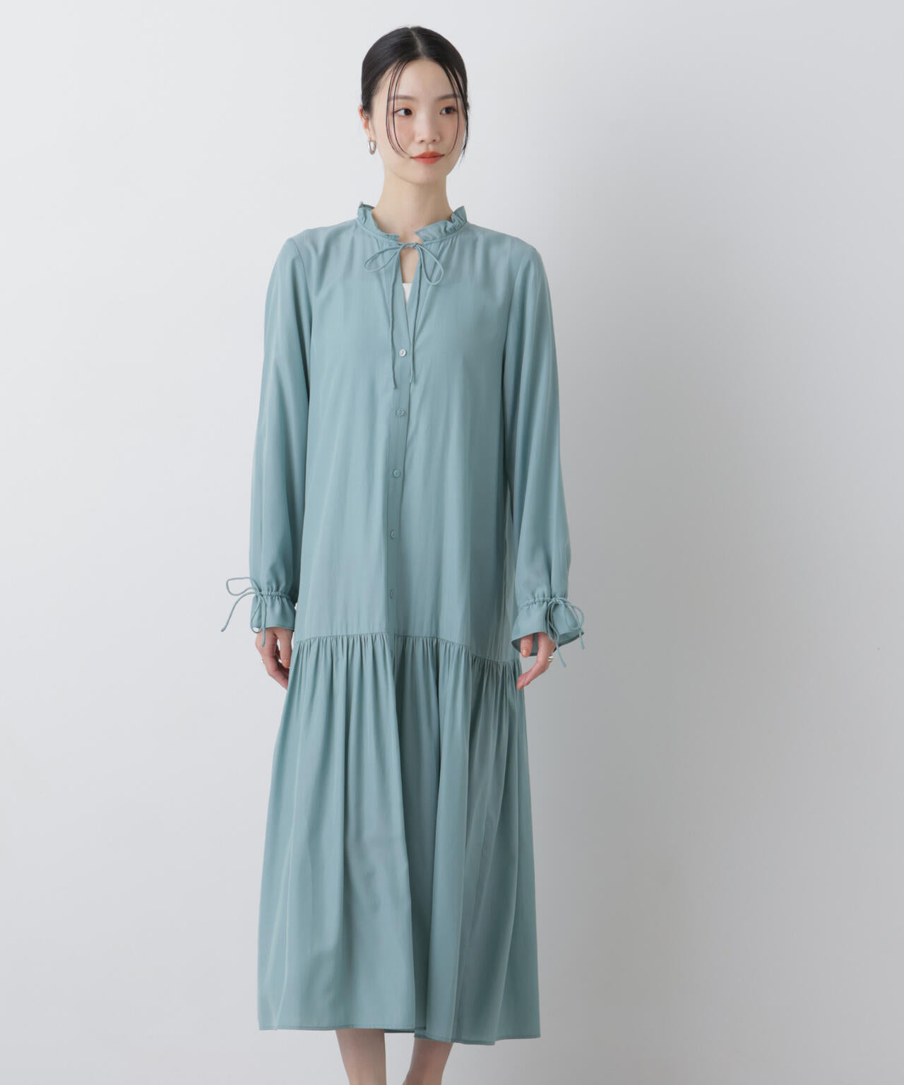 切り替えギャザーワンピース