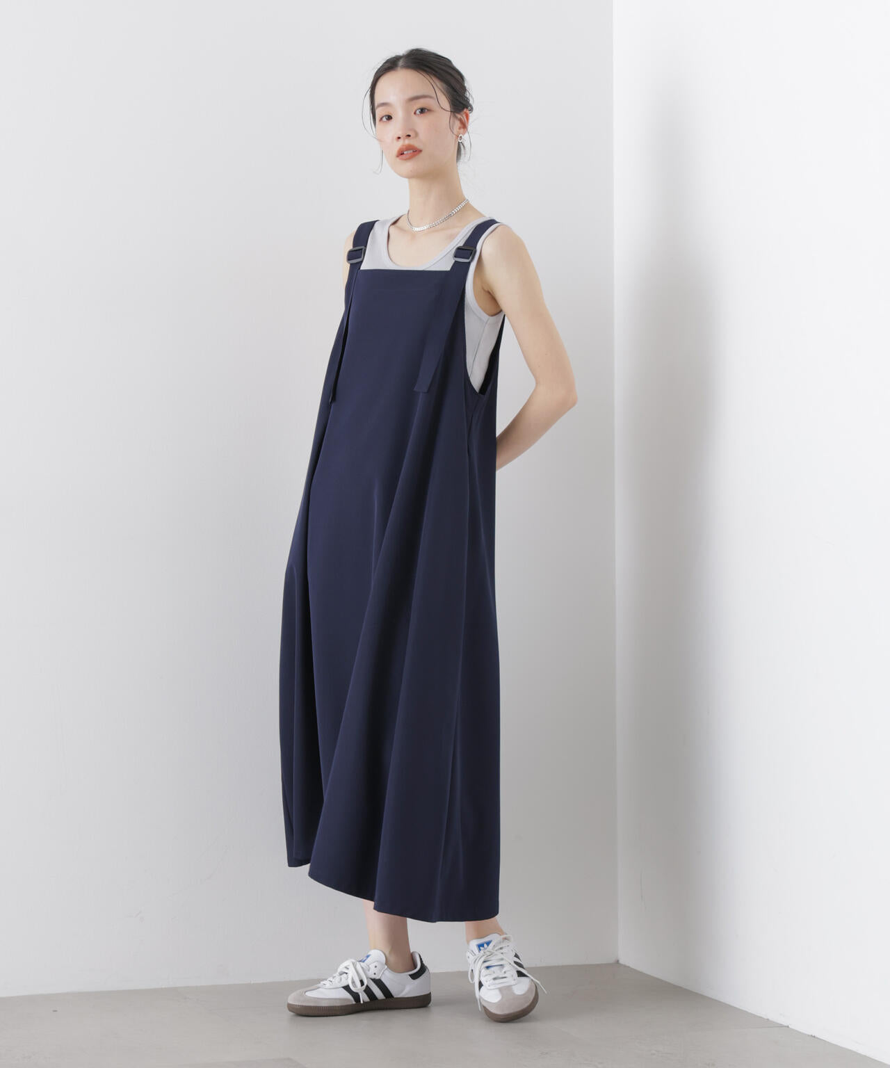 多機能2wayストレッチ サロペットフレアワンピース(セットアップ可