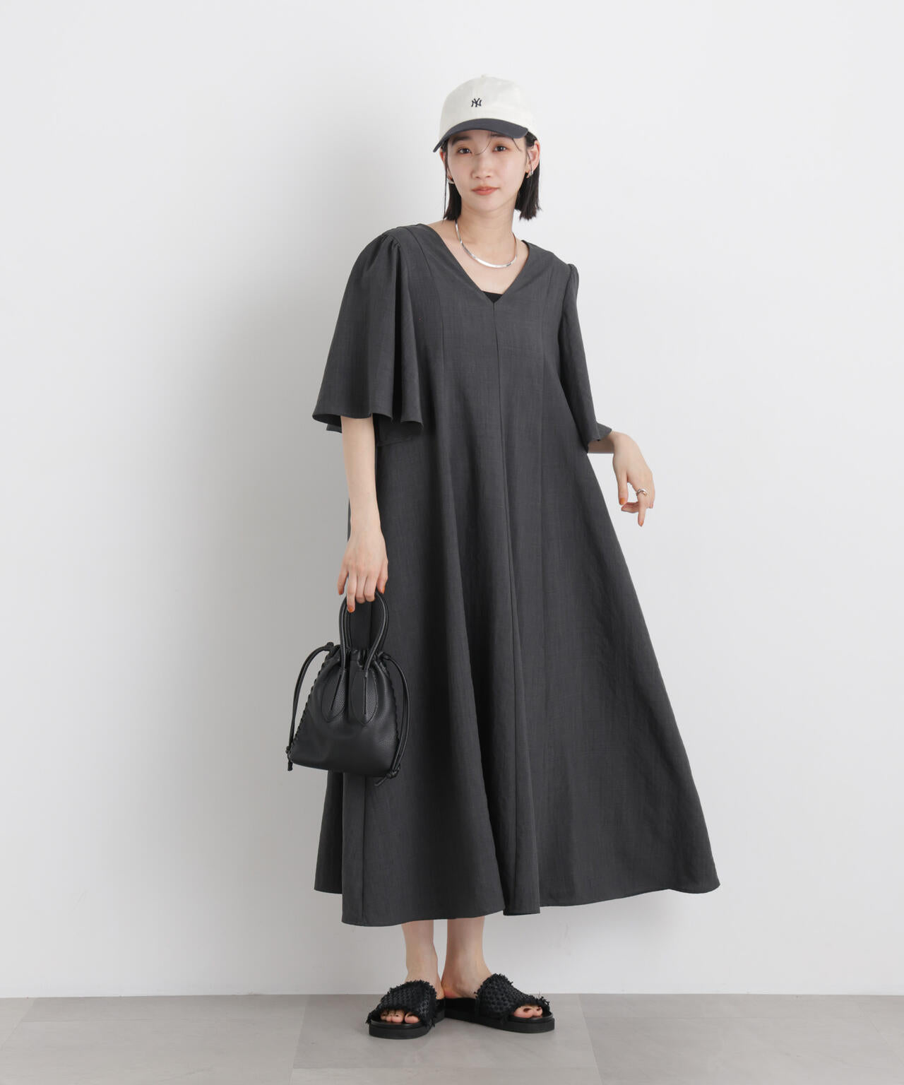 タンブラーブッチャーフレアスリーブワンピース