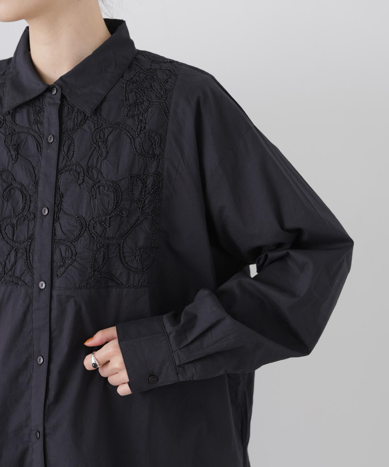 made in INDIA エンブロイダリーヨークシャツ