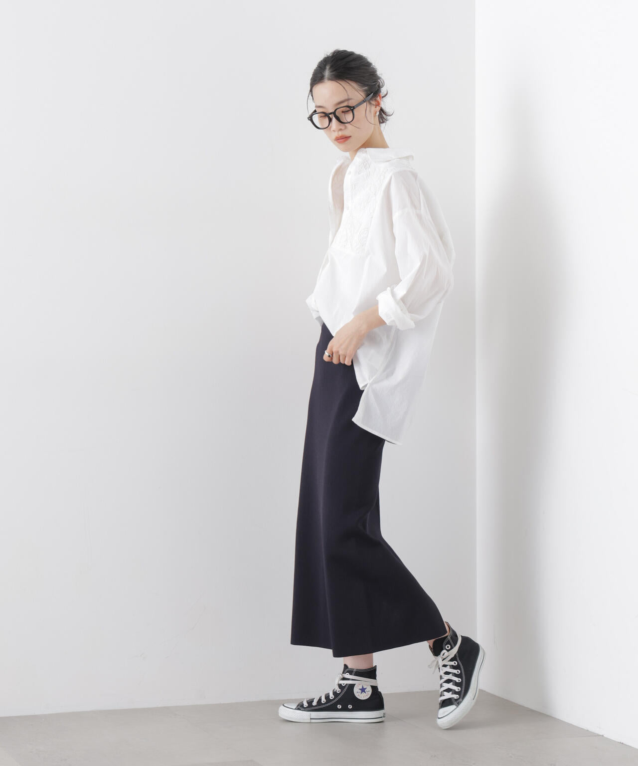 made in INDIA エンブロイダリーヨークシャツ