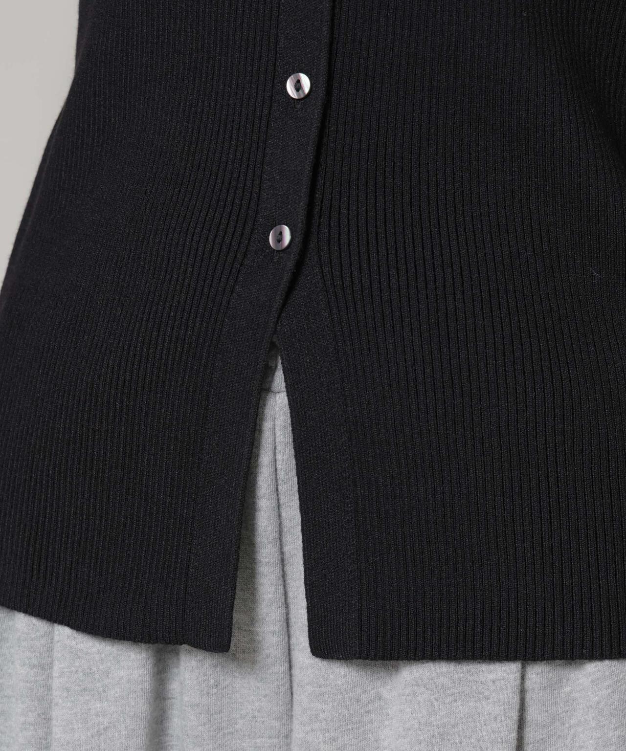 裾スリットVネックリブカーディガン