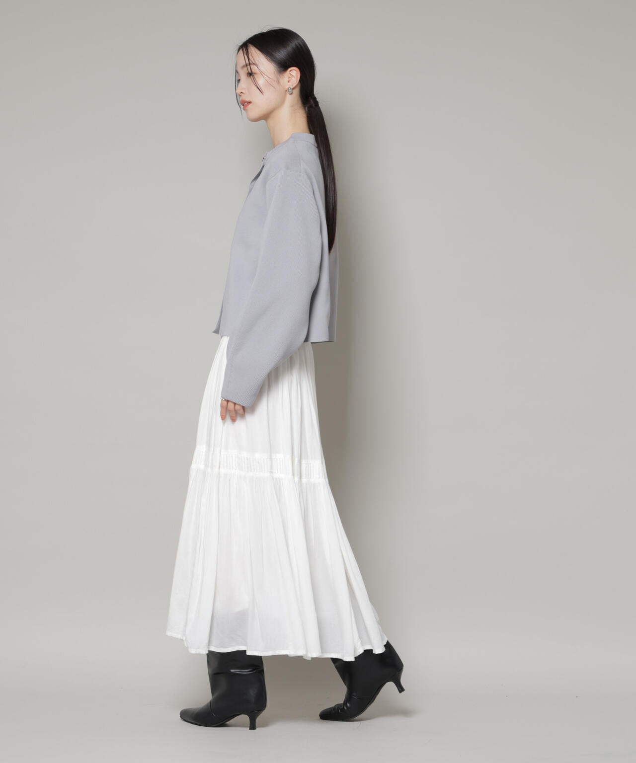 ビッグボタンクルーネックニットカーディガン