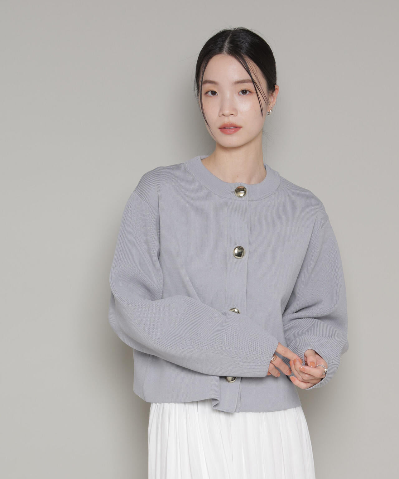 ビッグボタンクルーネックニットカーディガン | NANO universe（ナノ