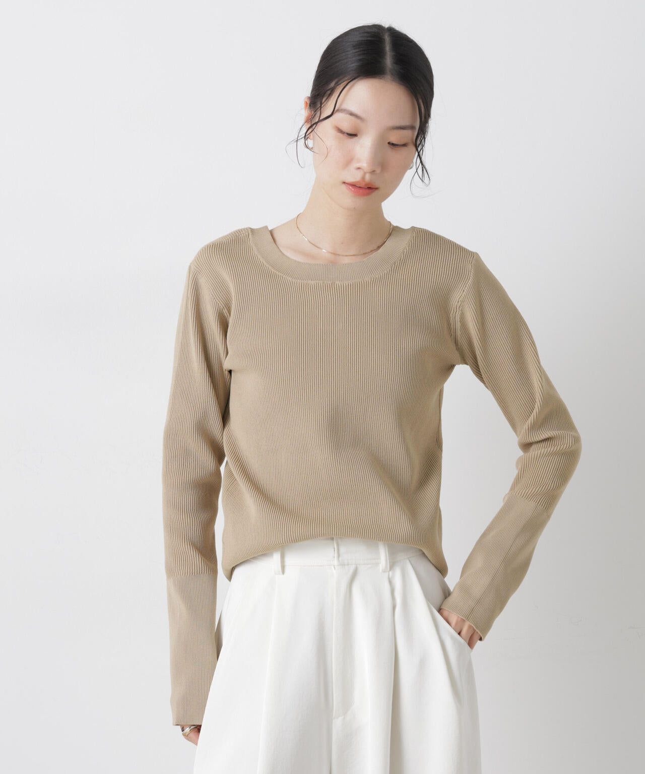 洗濯機洗い可スポンディッシュニット前後2wayトップス