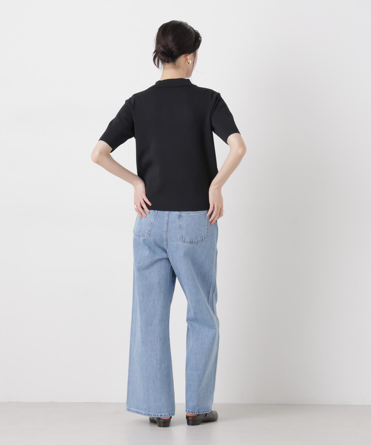 洗濯機洗い可UVカット接触冷感衿付き半袖ポロニット