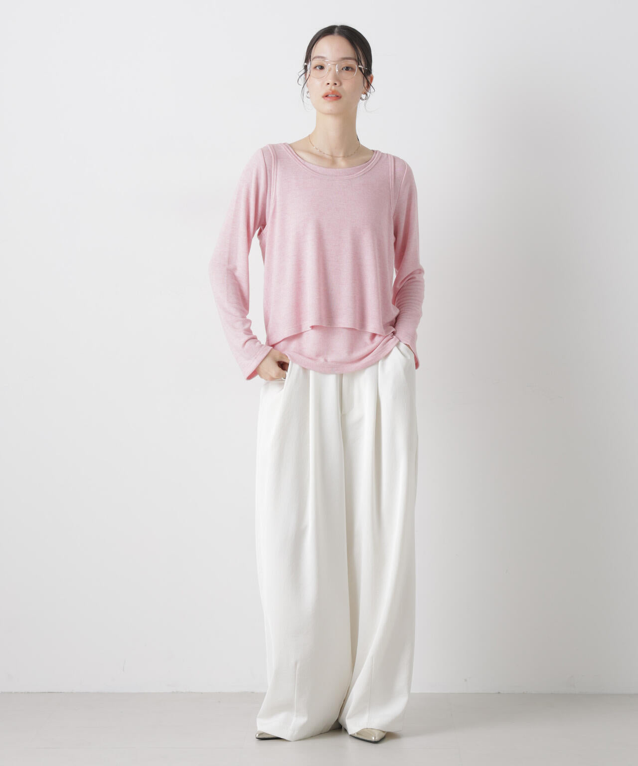 メランジカットレイヤードセットトップス